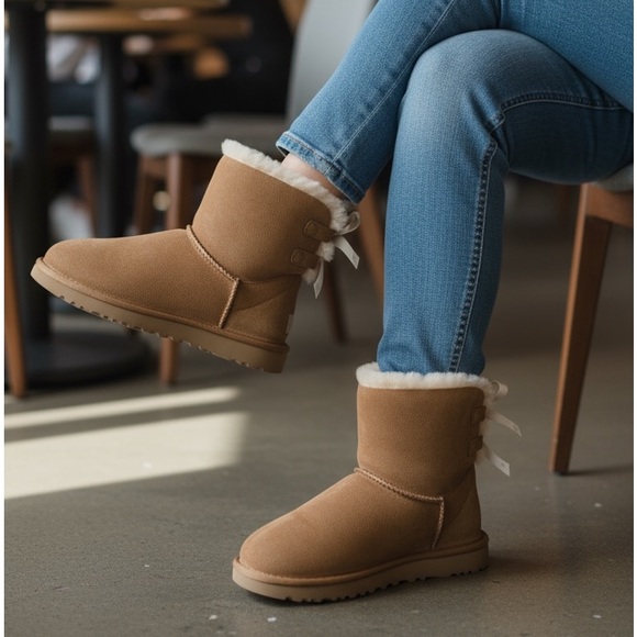 UGG Shoes - UGG Mini Continuity Bow Boot/Chestnut W/Ivory Ribbon Bow/ NIB